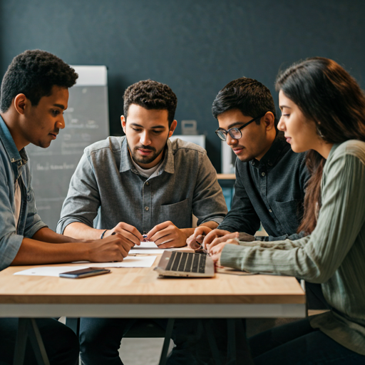 Group of diverse students participating in a workshop about advanced technology and engineering